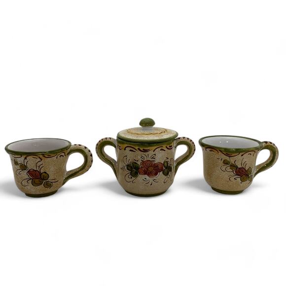 Deruta Italy Espresso Demitasse Serving Set Two Cups Sugar Bowl Tray Italian - Picture 4 of 10